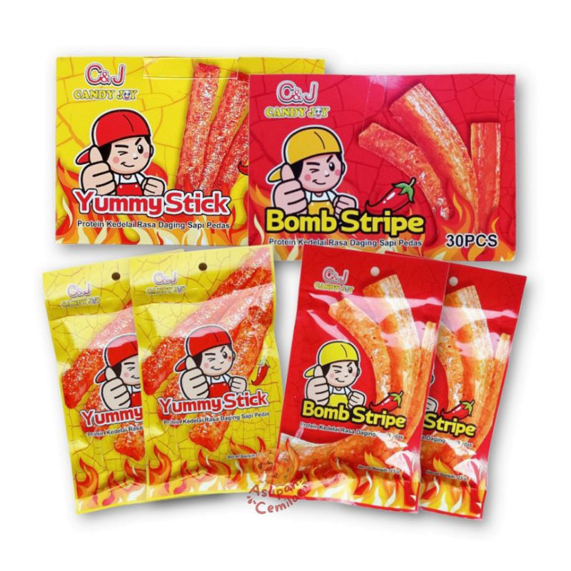 

Latiao Bomb Stripe Yummy Stick C&J Halal Gurih Pedas