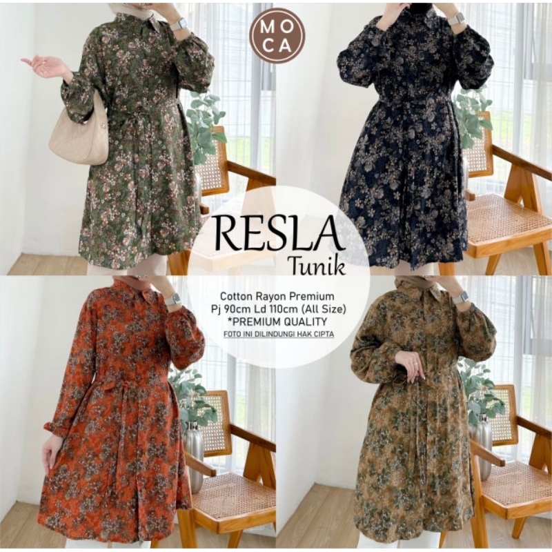 TUNIK KATUN RAYON BUSUI MOTIF BUNGA RESLA TUNIK