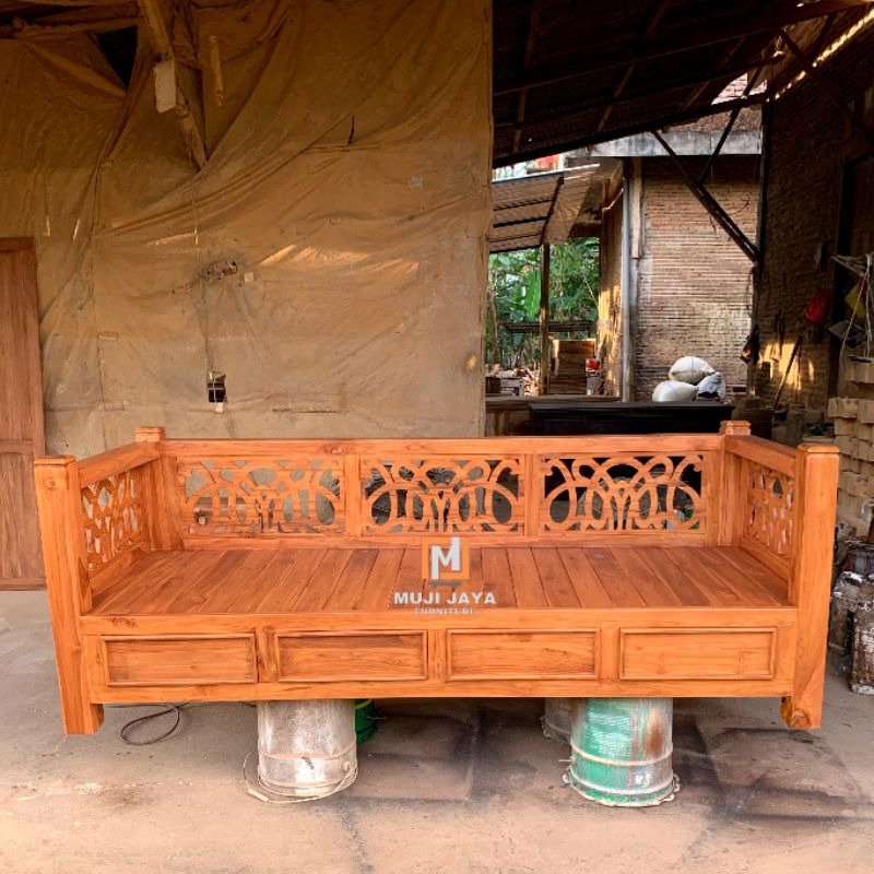 bangku bale bale minimalis kayu jati solid