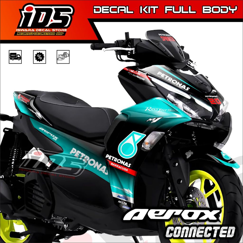 Decal Aerox 155 Full Body Stiker Aerox 155 New Striping All New Aerox 155 Connected Petronas