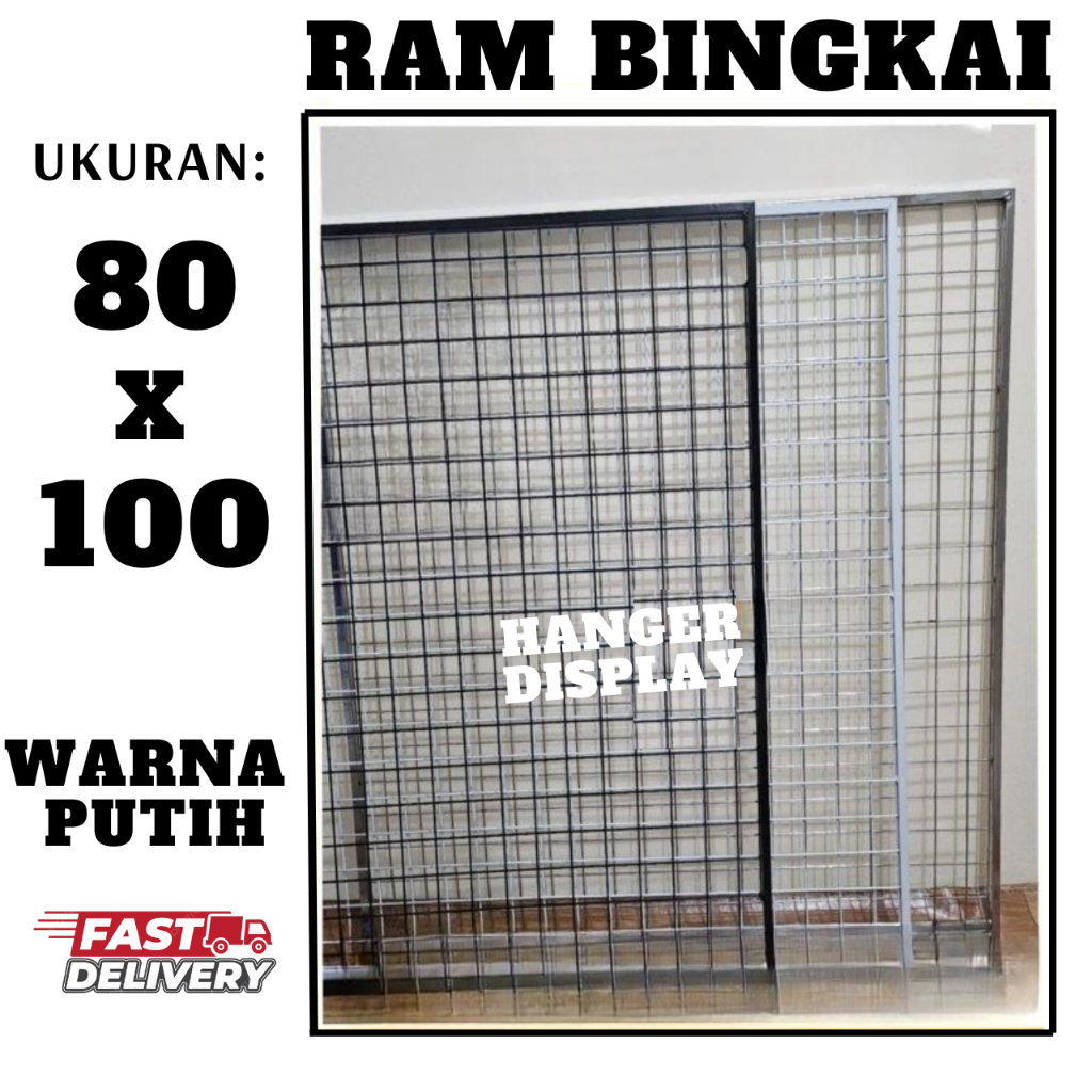 Ram Aksesoris Bingkai Besi Tebal 80 x 100 cm Display Rak Gantung Pajangan Dinding Gantungan Netting 
