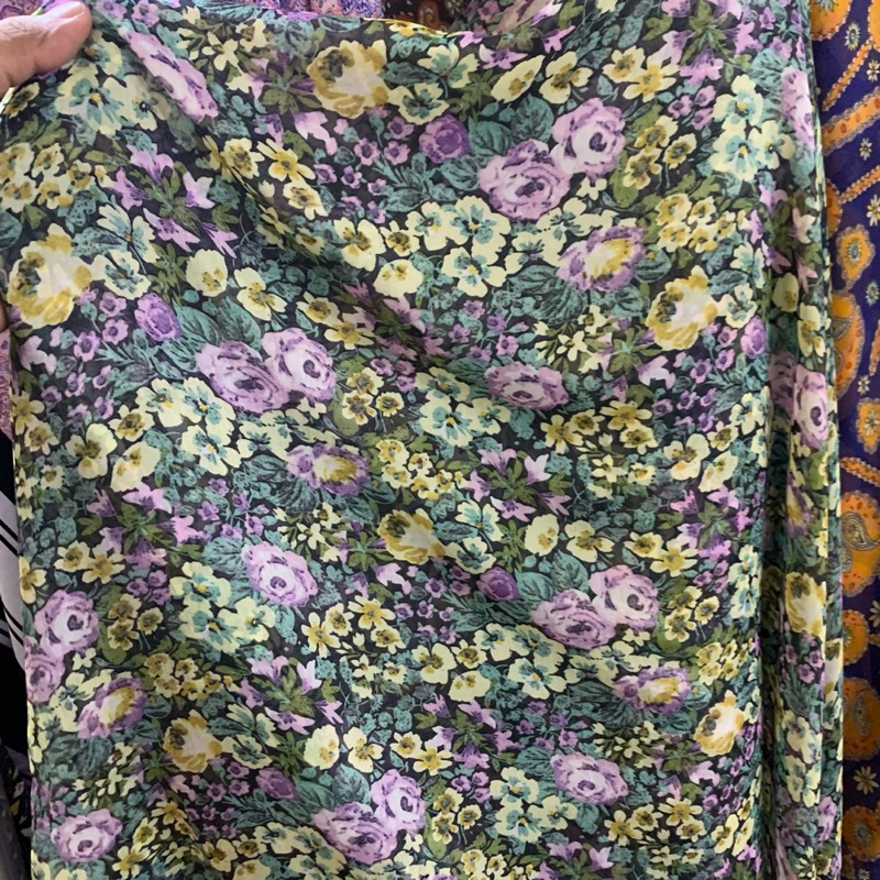 kain sifon motif - kain chiffon motif bunga - kain sifon sutra korea - kain sifon motif bunga