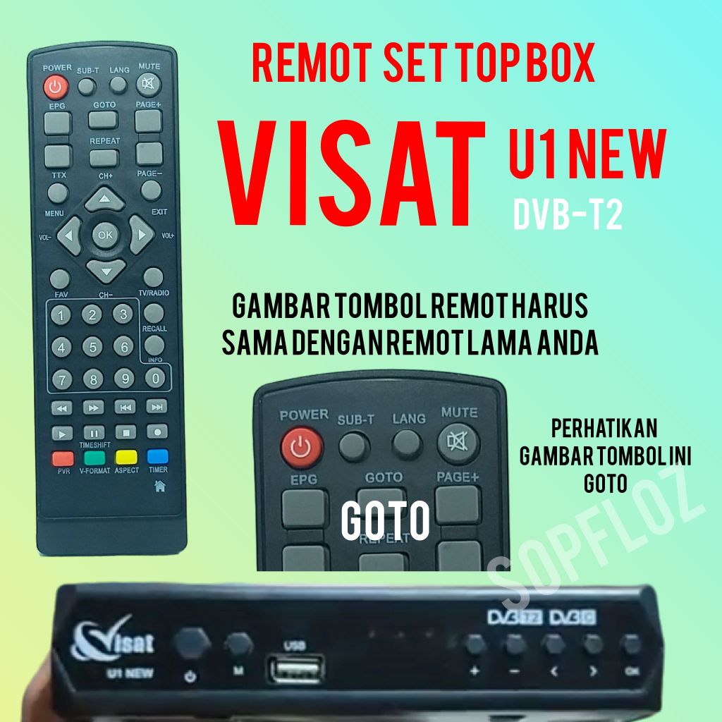 Remote stb set top box visat u1 new digital dvbt2 remot stb