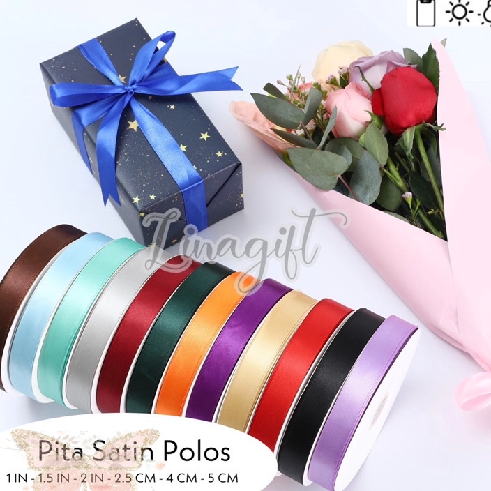 

FASH SALE Rol 2 Yard PITA SATIN POLOS 25MM 1IN SATEEN RIBBON PITA KADO 25CM