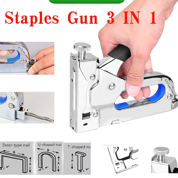 

STOCK MASIH BANYAK Staples Tacker Mollar 3 in 1 Staple Jok Tembak Hekter 3 Way Dapat 3 jenis paku3 in 1 Staples Tacker Mollar