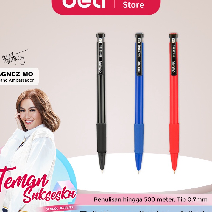 

PRODUCT TERKECE Deli Ballpoint Pen Pulpen Bolpoin Retracable 7mm Dapat Menulis Hingga 5 Meter 6546S