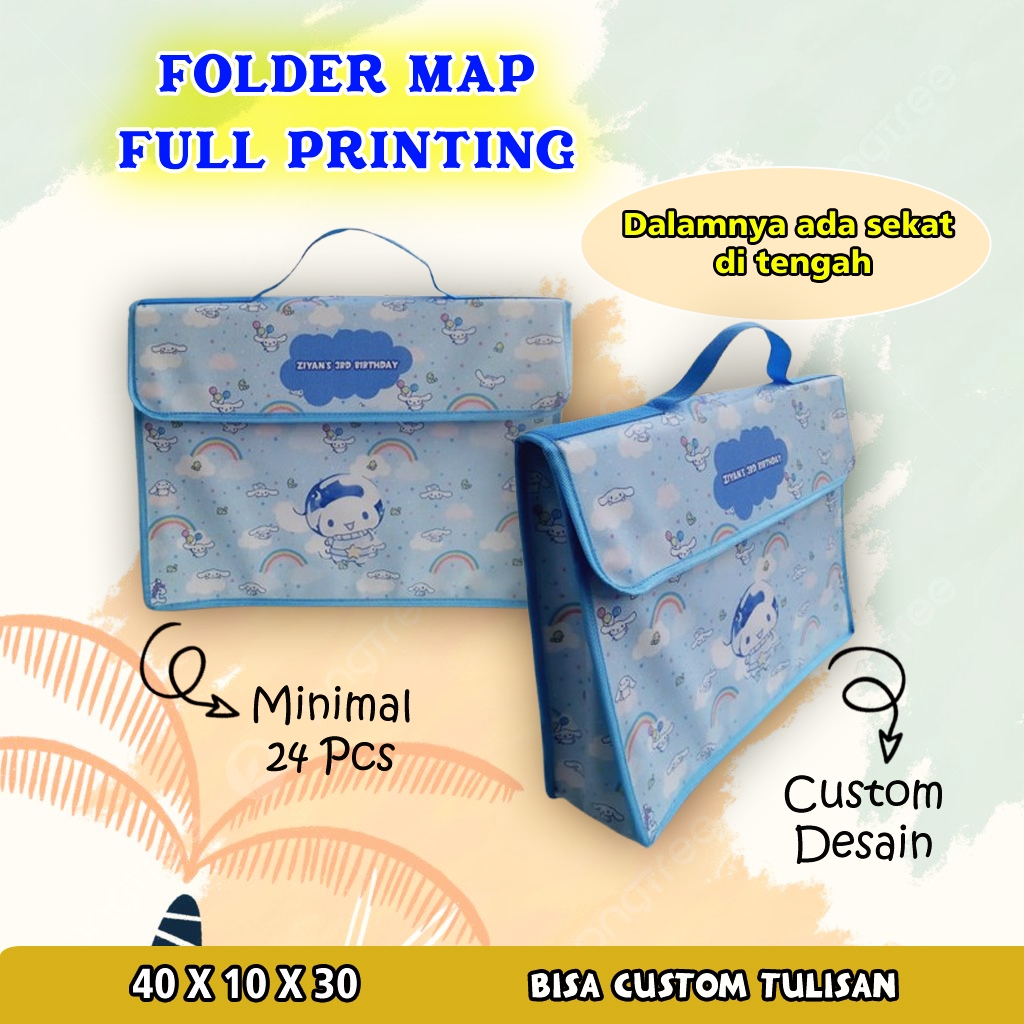 Souvenir Ultah Tas Folder Map Anak Custom Tempat berkas alat tulis Sekolah Full print