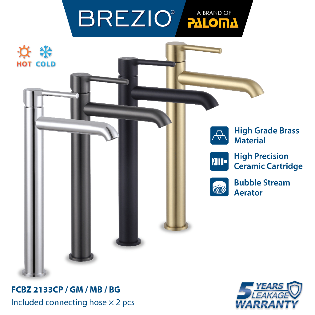 BREZIO Keran Wastafel Tinggi Cuci Tangan Kran Air Panas Dingin Bambu Tall Faucet Basin Mixer Hot Col
