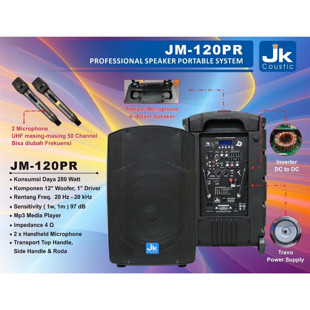 Speaker Portable 12 inch JM-120PR Jk Coustic portable 12inc