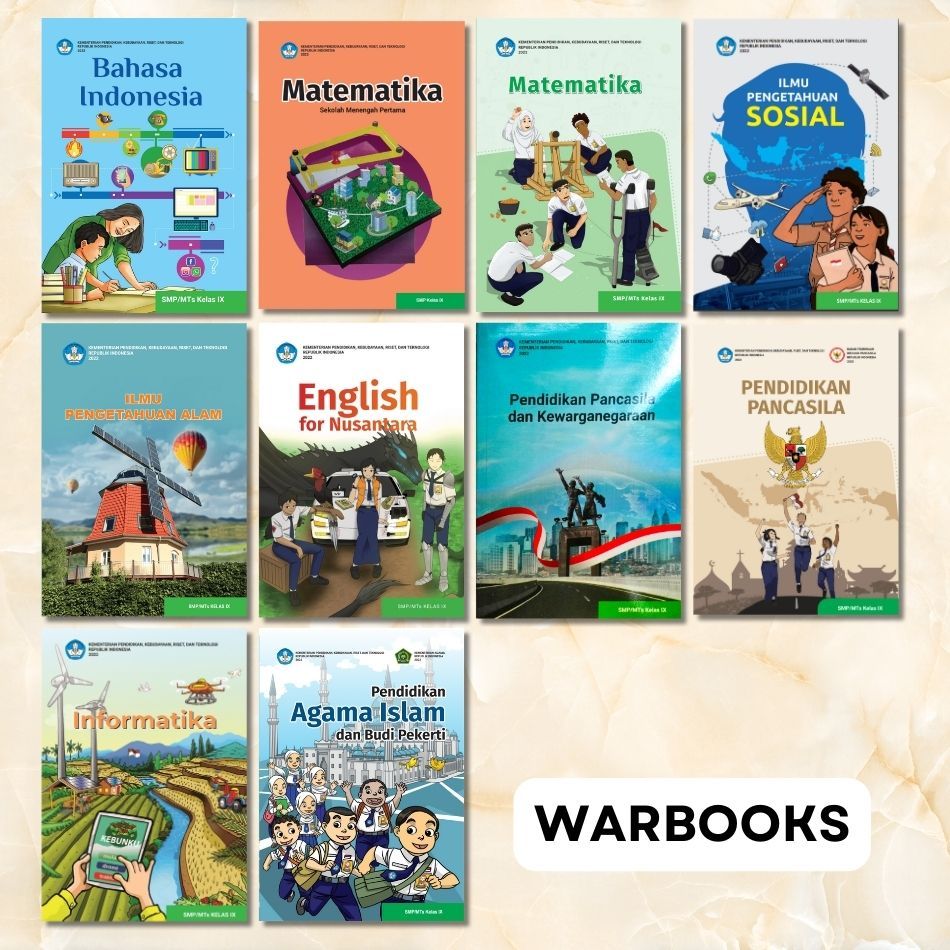 Buku Kurikulum Merdeka SMP Kelas 9 B Indo MTK IPS B Inggris PPKN Informatika PAI