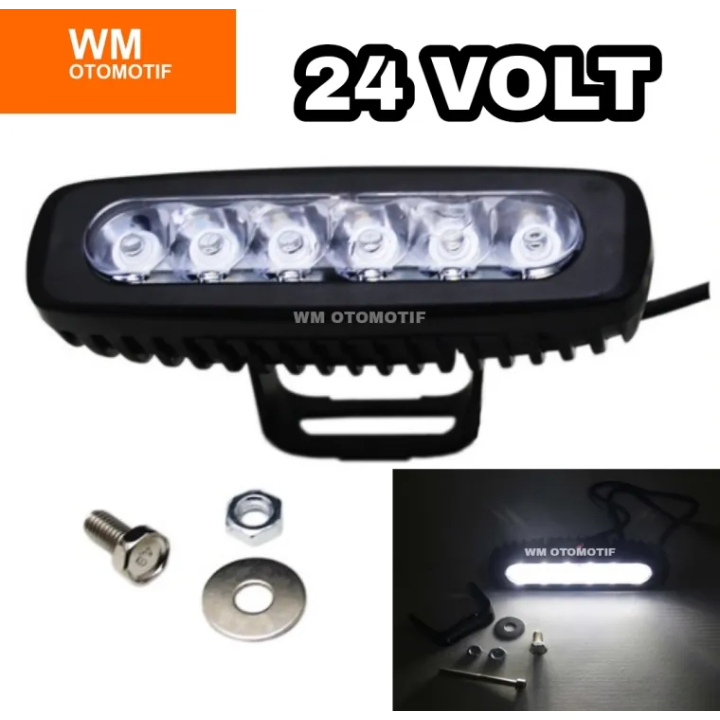 Lampu Sorot Tembak LED 6 Titik Mata CWL 24VOLT Cree 18W Motor Mobil WorkLight Bar
