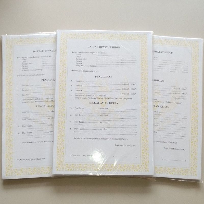 

Kertas Daftar Riwayat Hidup Curriculum Vitae BIO ( Pak ) [ Original ]