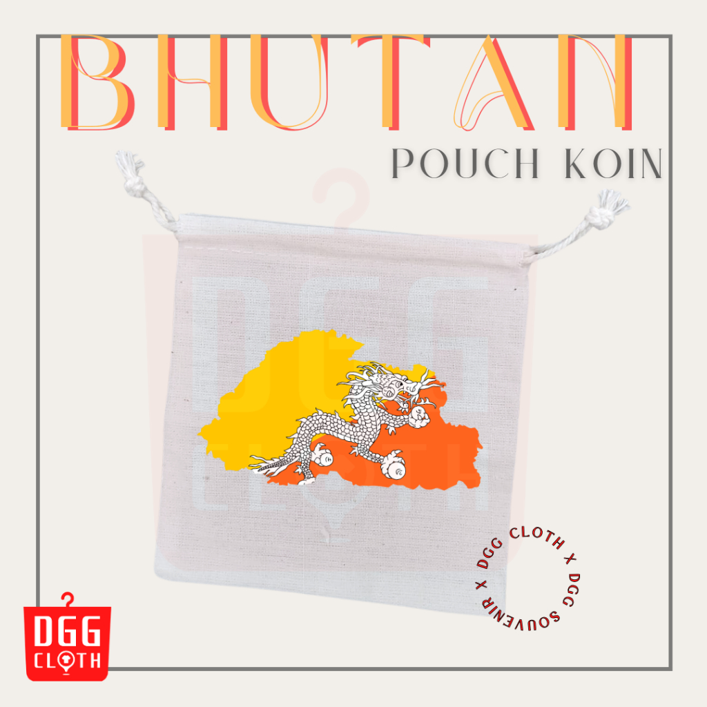 DGGCloth Pouch Koin Souvenir Bhutan Dompet Koin Oleh Oleh Thimphu Bahan Blacu Tali Serut 1
