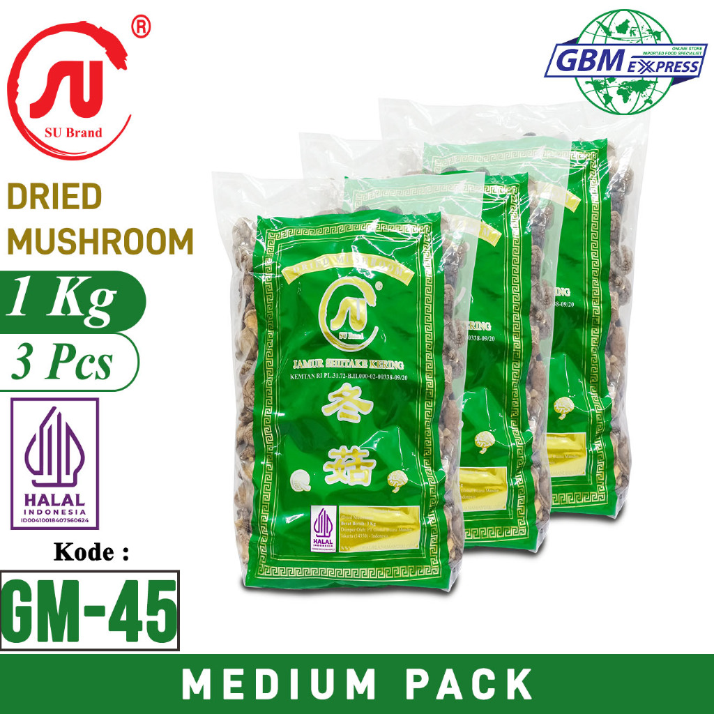 

SU Brand Jamur Hioko Shitake Kering 3 Kg - GM 45 - Medium Pack 3 Pcs