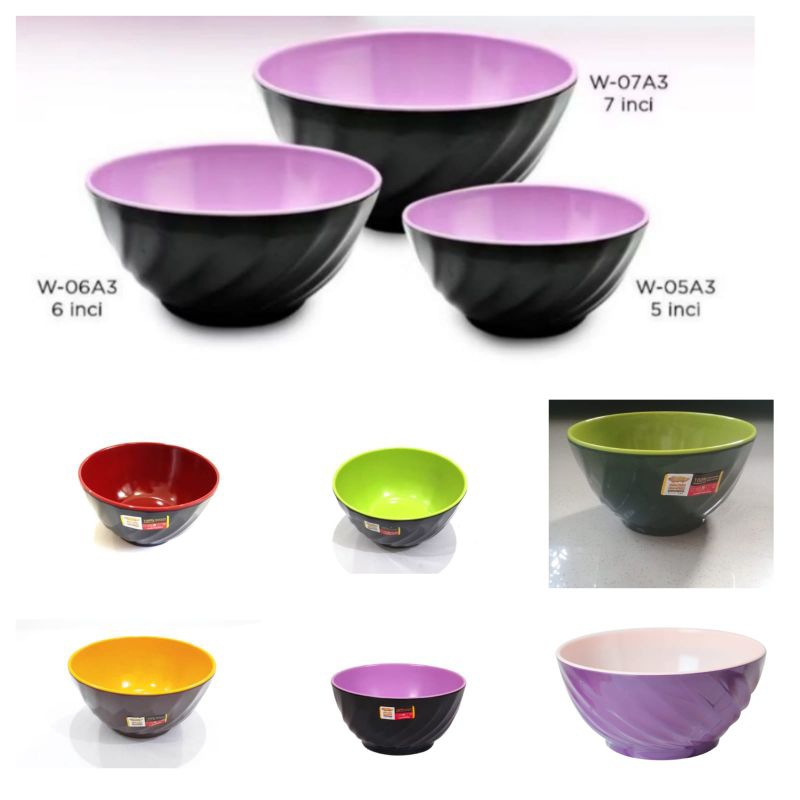 Mangkok melamin ulir miring 7inch-Mangkok melamin-mangkok golden dragon W-07A3