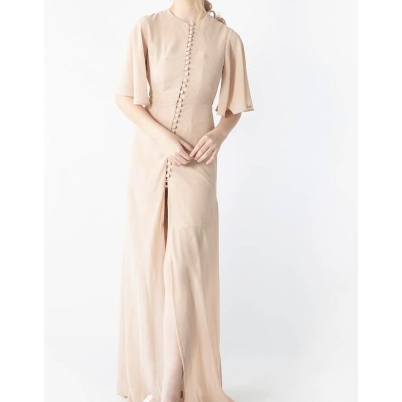 dress wanita coklat susu