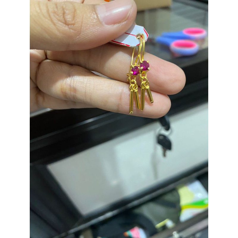 anting anak dewasa perak lapis emas 22 karat