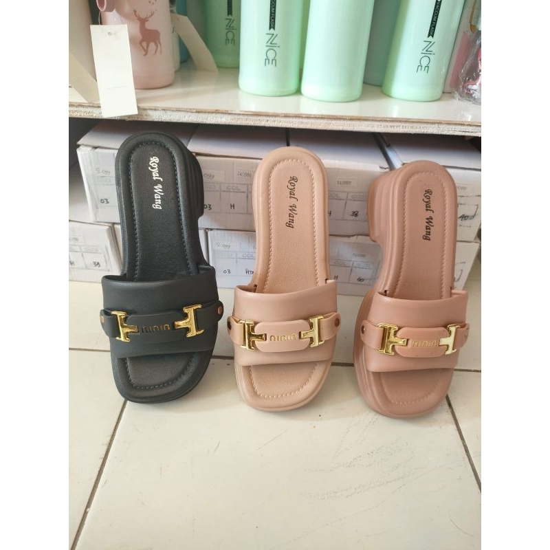 S043- Sendal Wedges Karet Sendal Wedges Wanita Dewasa Sendal Wedges ibu ibu sendal wedges Miu Miu se