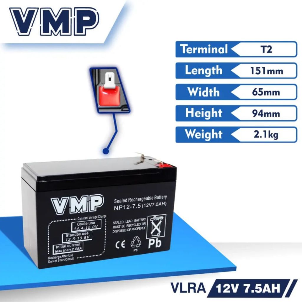 Baterai Vmp 12V7,5Ah, Vmp Battery 12V7.5Ah, aki 12V7,5ah