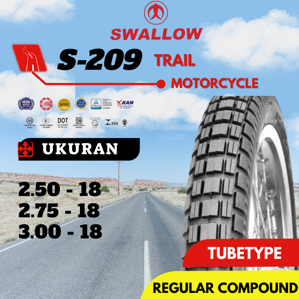 BAN MOTOR SEMI TRAIL S-209 TRAIL 250 275 300 Ring 18 TUBETYPE (TIDAK TUBELESS)
