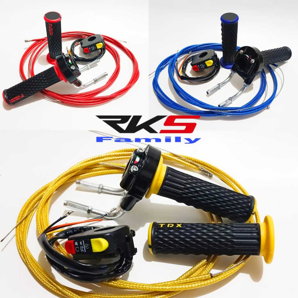 Gas spontan 2 kabel gas tali gas +saklar warna Gold universal Pcx aerox nmax lexi Mio Beat Vario MX 
