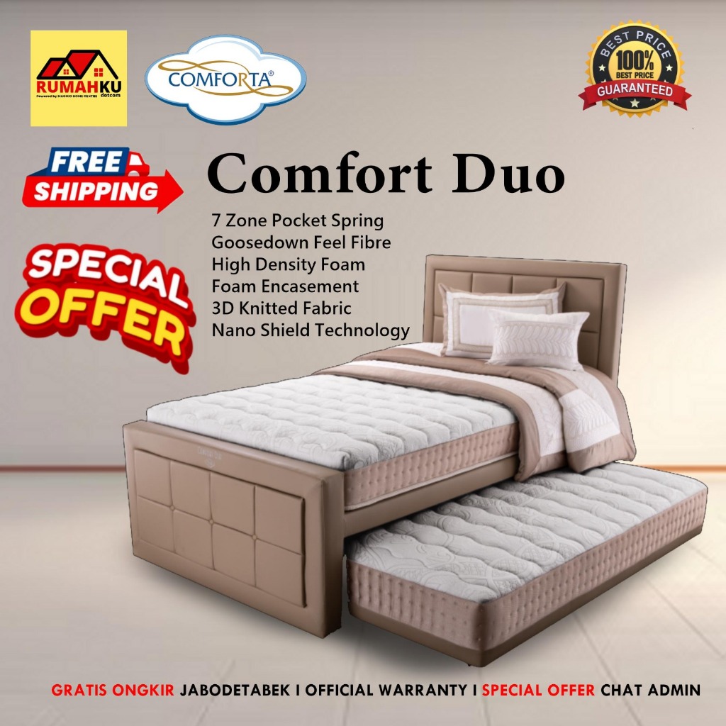 KASUR SPRINGBED - KASUR ANAK SORONG - COMFORT DUO 2021 - COMFORTA