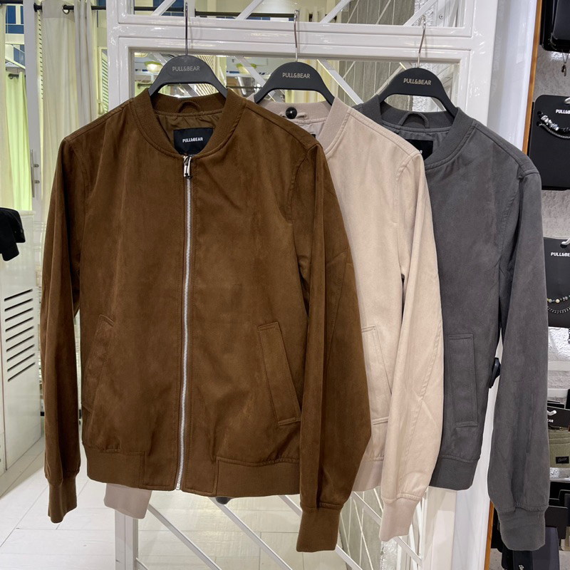 Jaket Bomber Suede PULL&BEAR MAN Jastip (jasa titip)