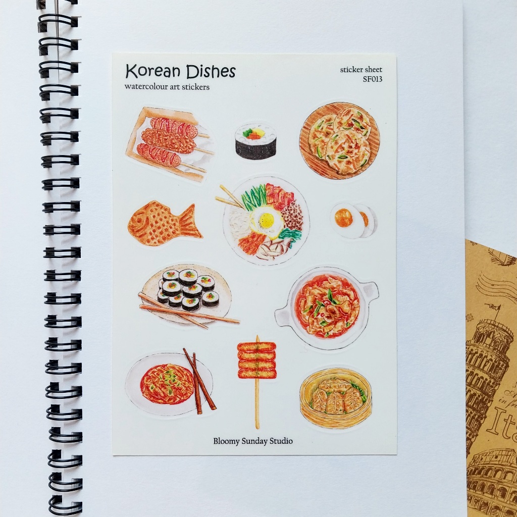 

Korean Dishes / Food Sticker Sheet / Sticker ilustrasi / Sticker Kiss Cut