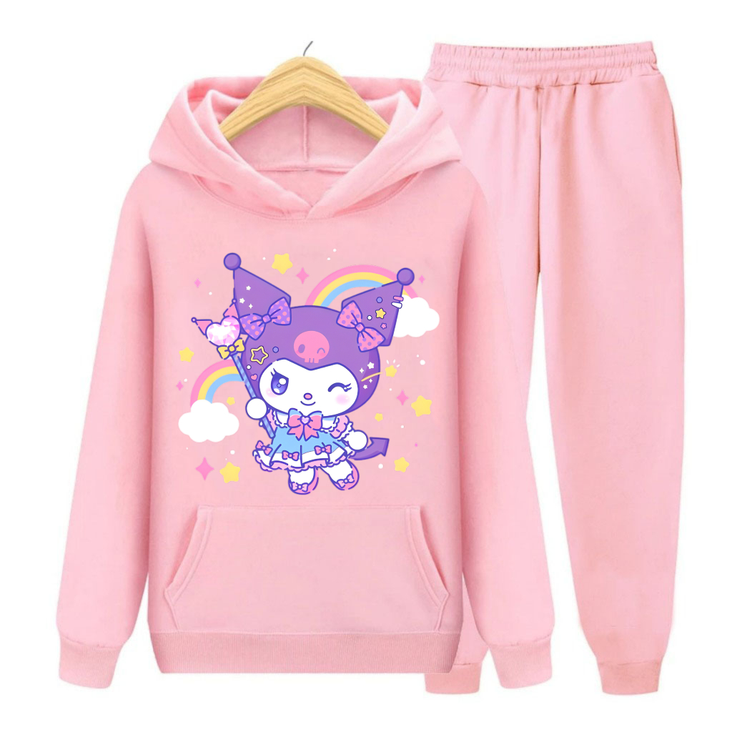 GG Setelan Sweater Hoodie Kantong Anak Remaja Gambar Princess Kuromi