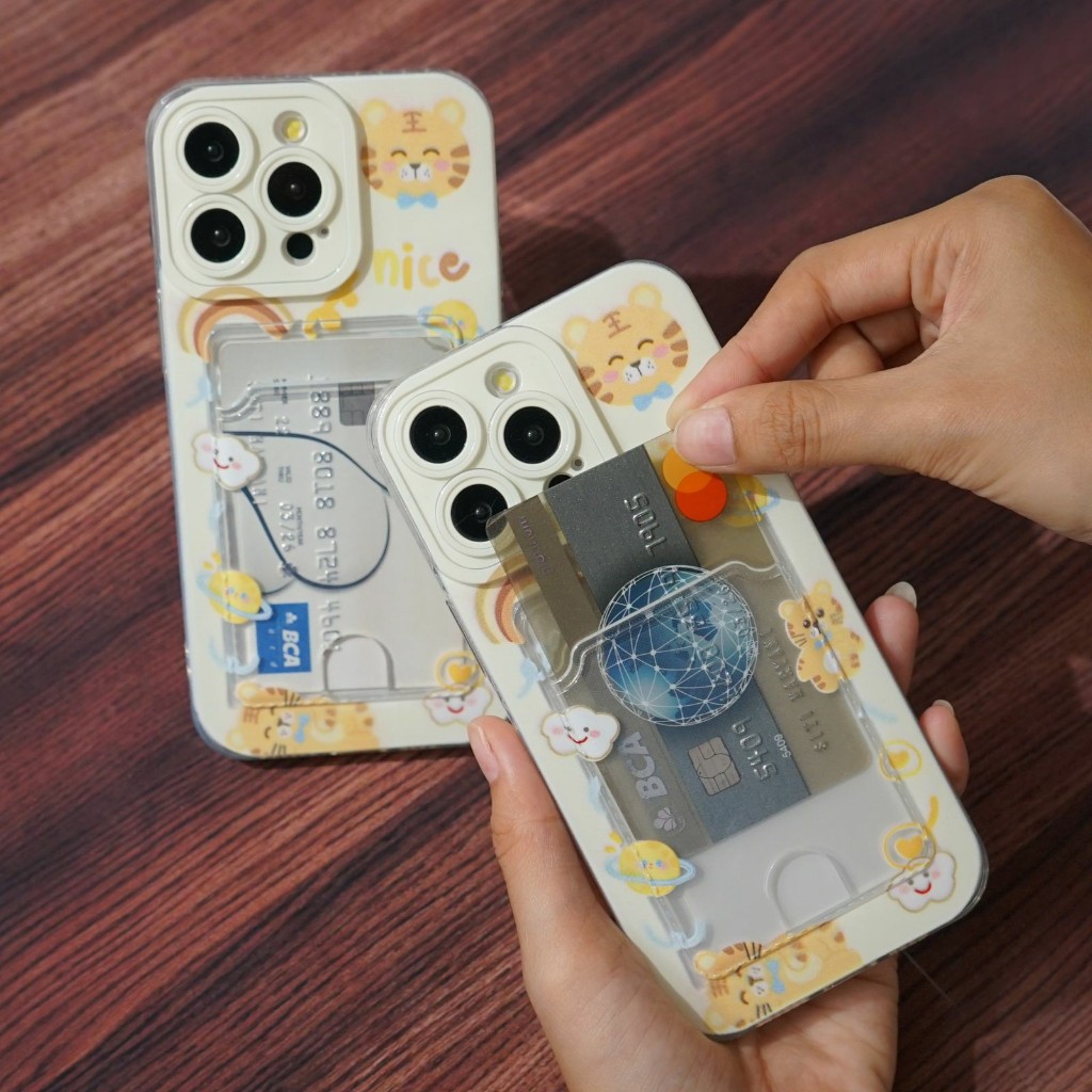 Slot Card Holder Motif Case For All Type Handphone Card Holder Silikon Hp Case Kartu Case Slot Card 