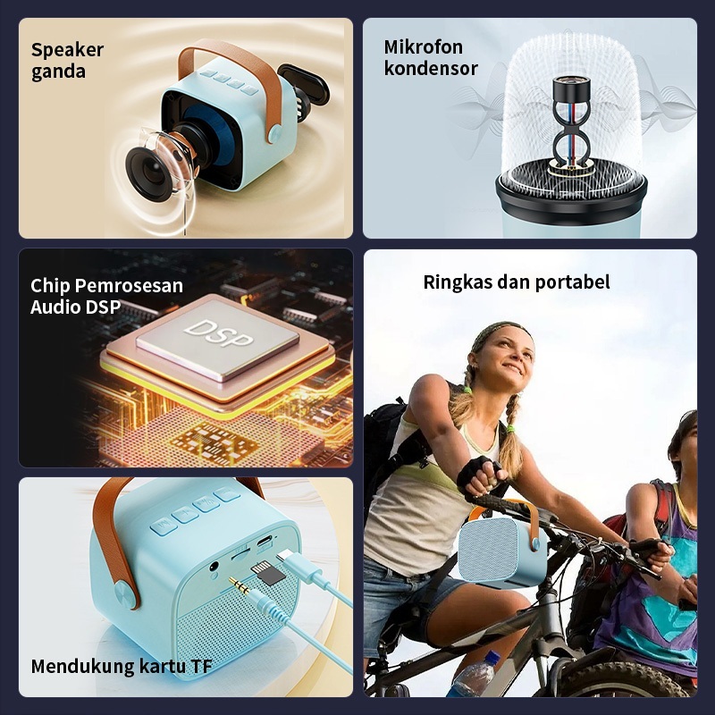 BESTPROMO MINI KAROKE SPEAKER BLUETOOTH 2 MIC / MINI KAROKE SPEAKER BLUETOOTH PORTABEL PENUH BASS /