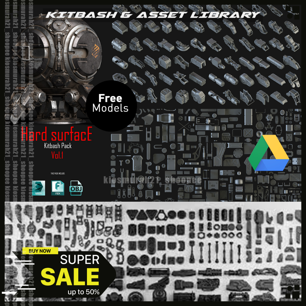 Hard Surface Kitbash Pack 01 - Kitbash 3D
