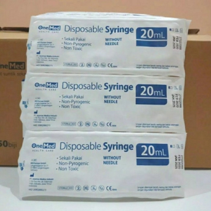 Spuit 20cc OneMed Disposable Syringe 20 cc onemed Lubang Tengah Lubang Pinggir