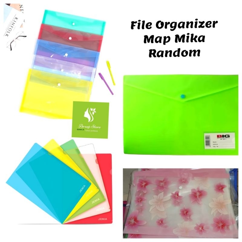 

ASP102 Cuci Gudang File Organizer F4 Map Mika Model Kancing dan Non Kancing Motif Polos Random Murah