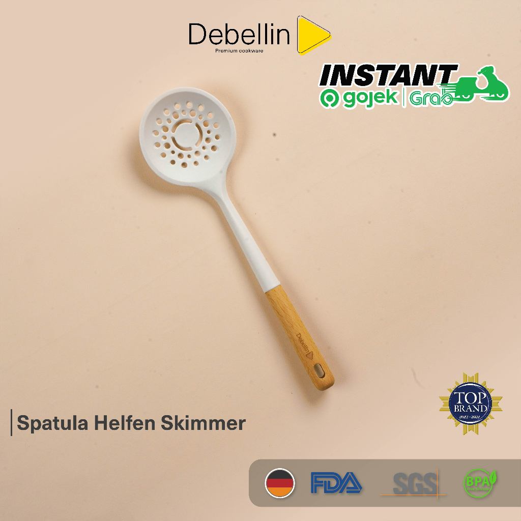 Debellin Spatula Helfen Skimmer Wooden Silicon Food Grade