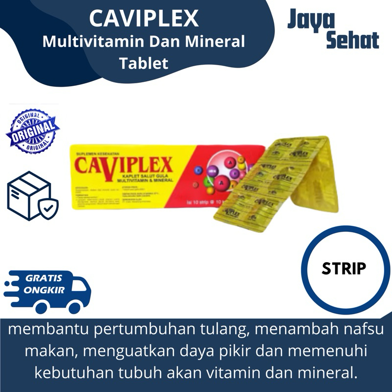 Caviplex Kaplet Strip isi 10 | Caviplex Tablet | Multivitamin dan Mineral | Vitamin