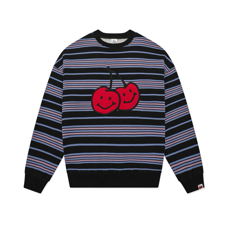 Kirsh crewneck salur cn sweater sweatshirt strip cherry garis