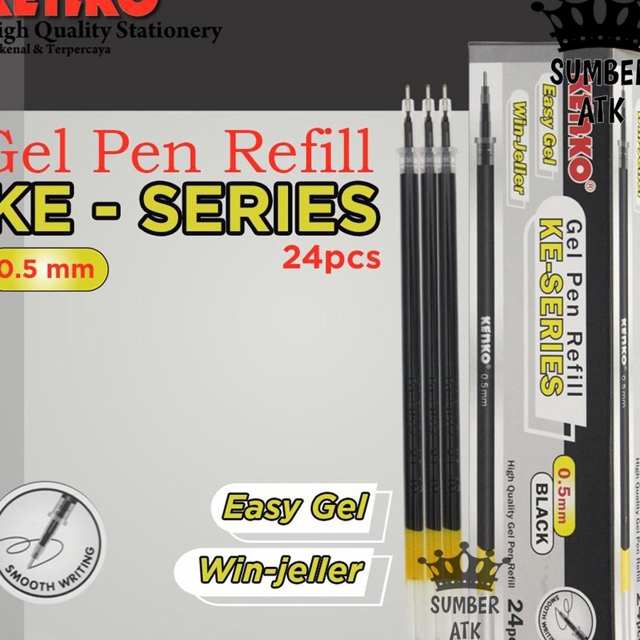 

PERFECT Refill Pen Kenko Easy Gel 1 BOX 24 PCS HITAM dan BIRU KE Series Isi Pulpen Isi Ulang Pen