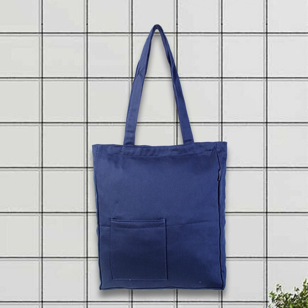 Totebag Resleting kuliah laki-laki & wanita bahan kanvas polos, Totebag Kanvas Couple - an  dan Tote