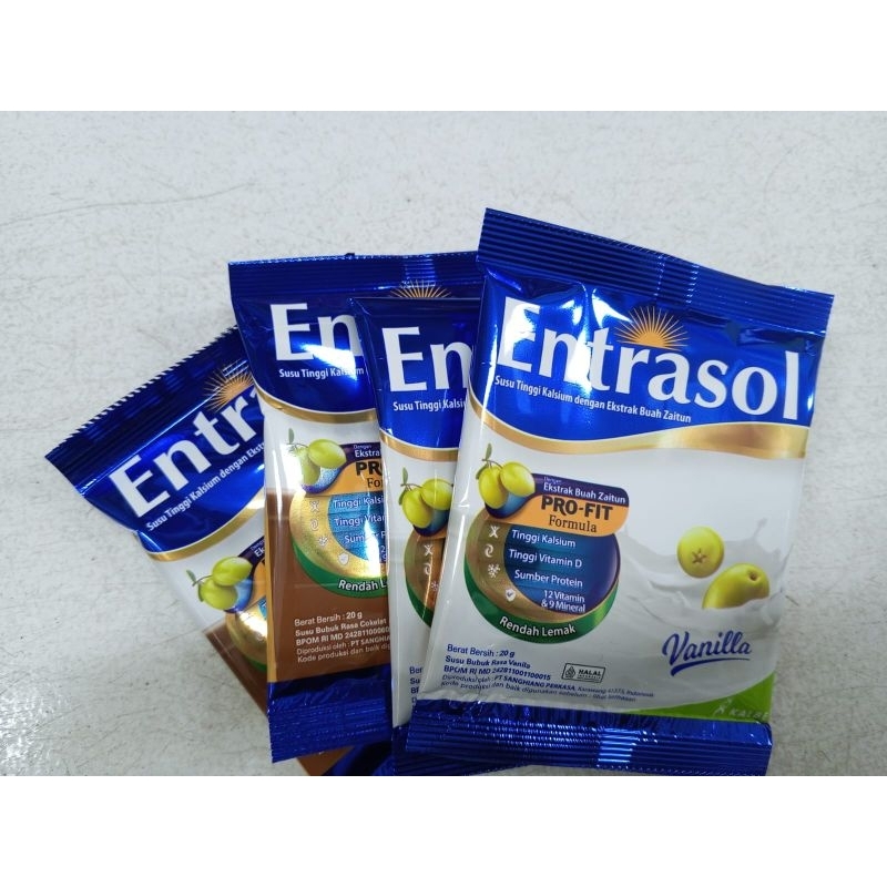 

Entrasol susu bubuk vanila dan coklat isi 4 sachet x 20gr