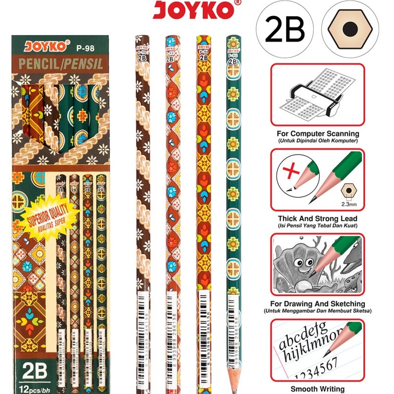 

DISKON BESAR Pensil Batik P98 2B 1 BOX 12 PCS