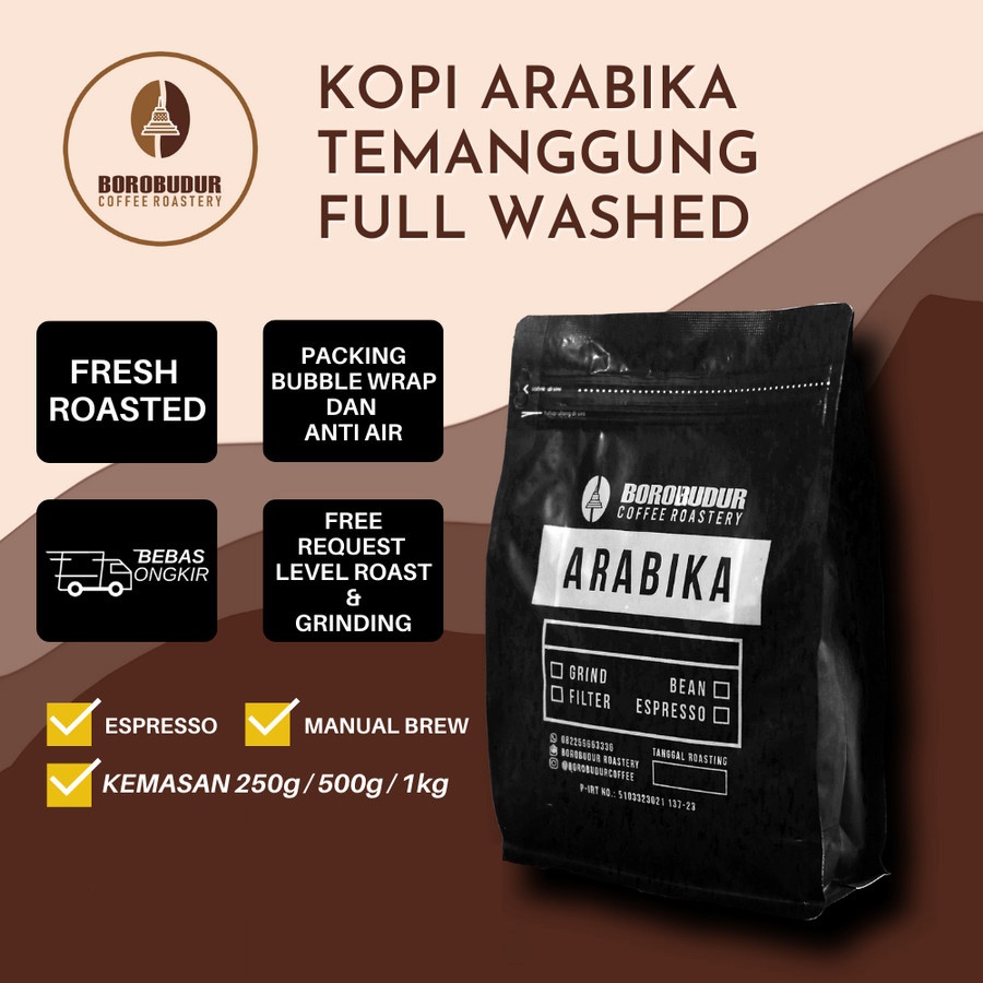 

1KG ROAST BEAN ARABICA TEMANGGUNG FULLWASH JUAL KOPI ARABIKA GROSIR - BIJI, 250gram