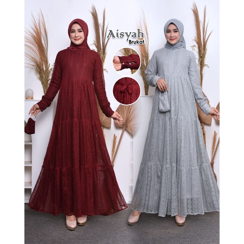 Gamis brokat kondangan terbaru kekinian gamis pesta mewah dan elegan gamis wanita busui
