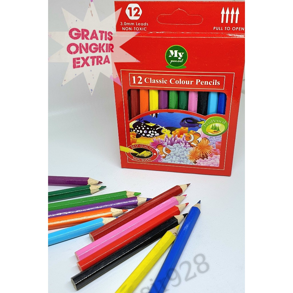 

12 Classic Color Pencil / Pensil Warna MyPencil Classic Pendek / Mini 12 Warna