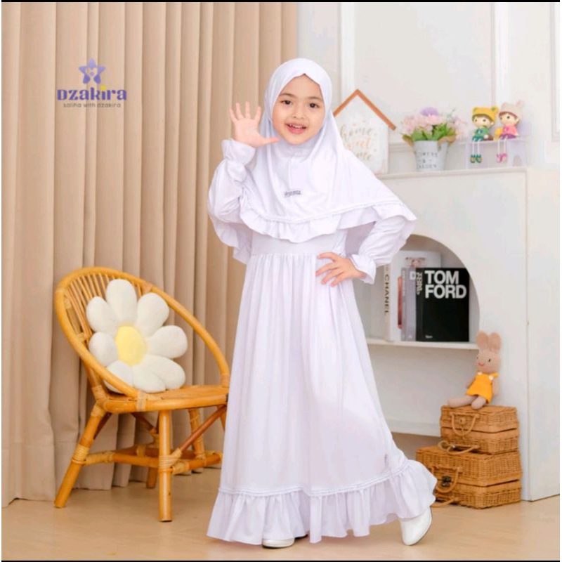 exclusive gamis anak putih gamis manasik haji set kerudung baju muslim anak warna putih