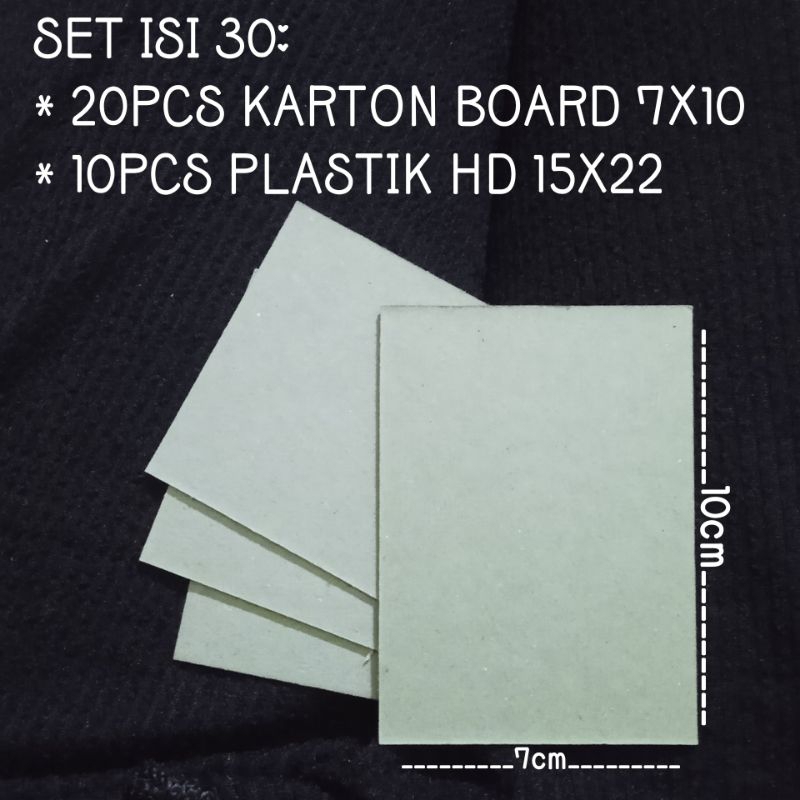 

(ISI 30 + EXTRA 20) KARTON BOARD 7X10 DAN PLASTIK PACKING 15X22 PHOTOCARD / SET PACKAGING PC PHOTOCARD