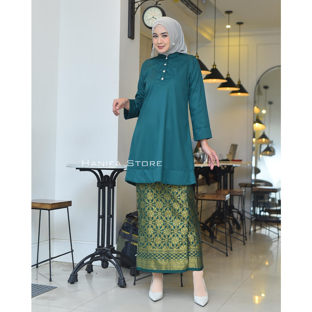Tunik kondangan wanita terbaru warna hijau botol katun toyobo premium