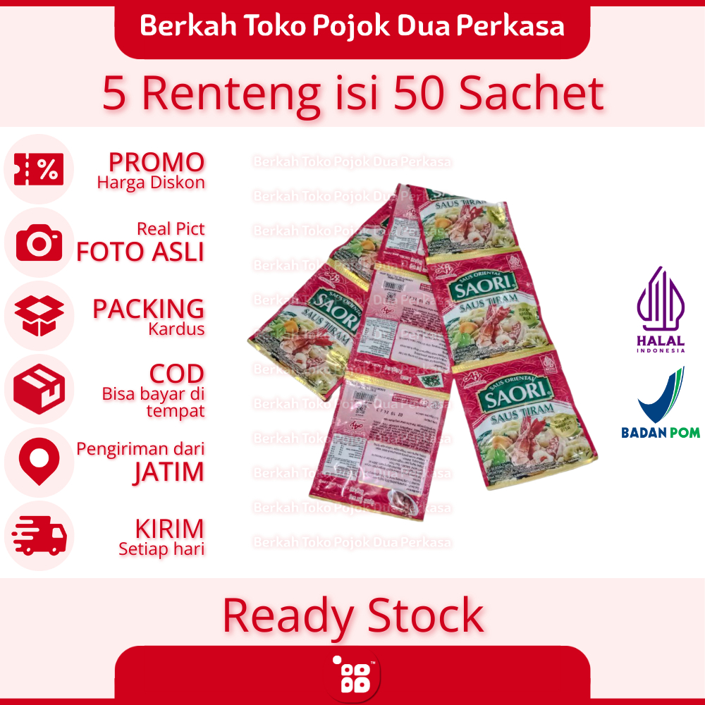 

Saori Saus Tiram Saus Oriental Paket Hemat 5 Renteng isi 50 Sachet [JATIM]