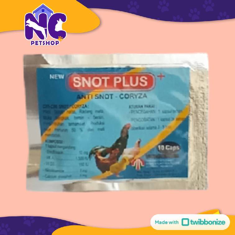 SNOT PLUS 10 KAPSUL - Obat flu pilek batuk radang muka merah bengkak sesak nafas pada ayam