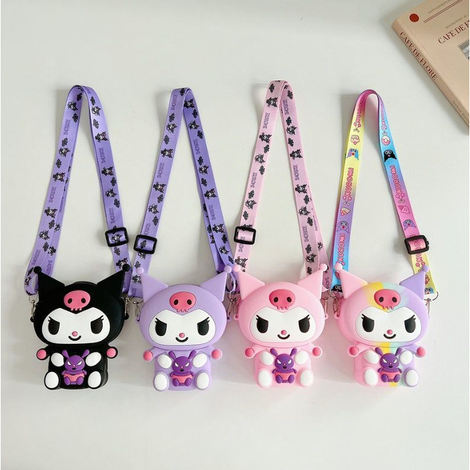 Tas Selempang Resleting Silicone 3D Anak Anak Lucu Motif Sanrio Kumori Dompet Koin Kecil Trendy Impo